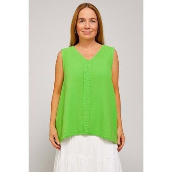 Oh My Gauze! Womens Green Sleeveless V-Neck Top Size 2 Cotton - Picture 1 of 5